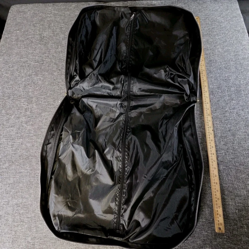 Benoss Milan Black Travel Garment Bag Full Length Foldable Quilted Pockets Gold